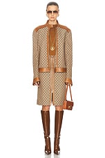 FWRD Renew Gucci GG Moto Jacket in Beige, view 5, click to view large image.