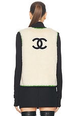 FWRD Renew Chanel 1994 Alpaca Fur CC Vest in Ivory, view 3, click to view large image.