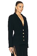 FWRD Renew Chanel Coco Gold Button Tweed Jacket in Black, view 2, click to view large image.