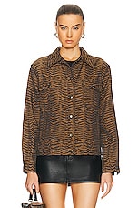 FWRD Renew Fendi Animal Jacket in Brown, view 1, click to view large image.
