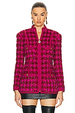 FWRD Renew Chanel Shimmer Houndstooth Tweed Jacket in Pink, view 1, click to view large image.