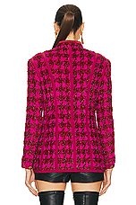 FWRD Renew Chanel Shimmer Houndstooth Tweed Jacket in Pink, view 3, click to view large image.