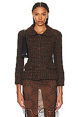 FWRD Renew Chanel Tweed Jacket in Brown, view 1, click to view large image.