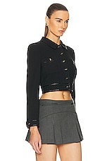 FWRD Renew Chanel Cropped Jacket in Black, view 2, click to view large image.