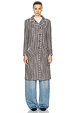 FWRD Renew Chanel Tweed Long Coat in Grey, view 2, click to view large image.