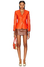 FWRD Renew Hermes Leather Blazer in Red, view 4, click to view large image.