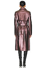 FWRD Renew Celine Leather Trench Coat in Brown, view 4, click to view large image.