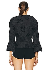 FWRD Renew Chanel Ruffle Silk Jacket in Black, view 3, click to view large image.