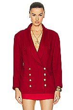 FWRD Renew Chanel 1989 Cashmere Button Short Coat in Red, view 1, click to view large image.
