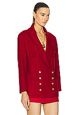 FWRD Renew Chanel 1989 Cashmere Button Short Coat in Red, view 2, click to view large image.