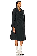 FWRD Renew Chanel Silk Long Coat in Black, view 3, click to view large image.