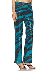 FWRD Renew Roberto Cavalli Shimmer Zebra Pant in Blue, view 2, click to view large image.