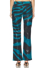 FWRD Renew Roberto Cavalli Shimmer Zebra Pant in Blue, view 4, click to view large image.