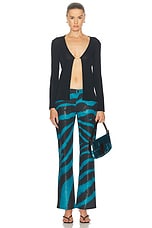 FWRD Renew Roberto Cavalli Shimmer Zebra Pant in Blue, view 5, click to view large image.