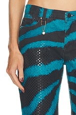 FWRD Renew Roberto Cavalli Shimmer Zebra Pant in Blue, view 6, click to view large image.