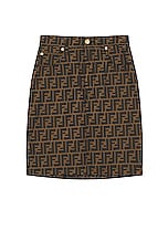 FWRD Renew Fendi Zucca Skirt in Brown, view 1, click to view large image.