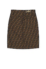 FWRD Renew Fendi Zucca Skirt in Brown, view 2, click to view large image.