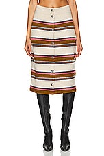 FWRD Renew Chanel Striped Knit Skirt in Beige & Brown, view 1, click to view large image.