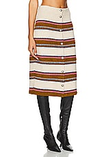 FWRD Renew Chanel Striped Knit Skirt in Beige & Brown, view 2, click to view large image.