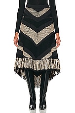 FWRD Renew Chanel Knit Fringe Skirt in Black & Brown, view 1, click to view large image.