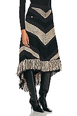 FWRD Renew Chanel Knit Fringe Skirt in Black & Brown, view 2, click to view large image.