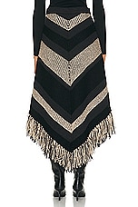 FWRD Renew Chanel Knit Fringe Skirt in Black & Brown, view 3, click to view large image.