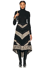 FWRD Renew Chanel Knit Fringe Skirt in Black & Brown, view 4, click to view large image.