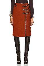 FWRD Renew Hermes Wrap Buckle Skirt in Orange, view 1, click to view large image.