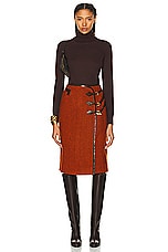 FWRD Renew Hermes Wrap Buckle Skirt in Orange, view 5, click to view large image.