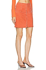 FWRD Renew Chanel Denim Skirt in Red, view 2, click to view large image.