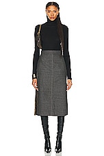 FWRD Renew Fendi Zucca Pleated Long Skirt in Grey, view 4, click to view large image.