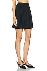 FWRD Renew Chanel Wool Pleated Skirt in Navy, view 2, click to view large image.