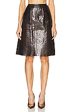 FWRD Renew Chanel Leather Skirt in Brown, view 1, click to view large image.