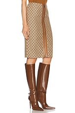 FWRD Renew Gucci GG Zip Pencil Skirt in Beige, view 2, click to view large image.