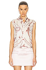 FWRD Renew Hermes Sleeveless Floral Silk Top in Cream, view 1, click to view large image.