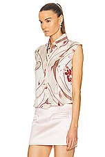 FWRD Renew Hermes Sleeveless Floral Silk Top in Cream, view 3, click to view large image.