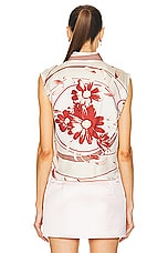 FWRD Renew Hermes Sleeveless Floral Silk Top in Cream, view 4, click to view large image.