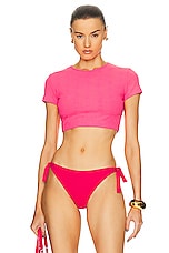 FWRD Renew Chanel Cropped T-Shirt in Pink, view 1, click to view large image.