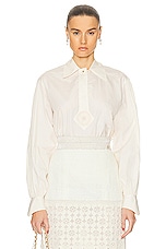 FWRD Renew Chanel Balloon Sleeve Shirt in Ivory, view 1, click to view large image.