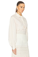 FWRD Renew Chanel Balloon Sleeve Shirt in Ivory, view 2, click to view large image.