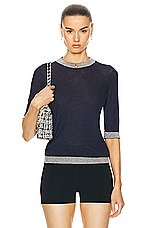 FWRD Renew Chanel Cashmere Knit Top in Navy, view 1, click to view large image.