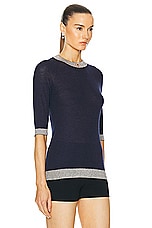 FWRD Renew Chanel Cashmere Knit Top in Navy, view 2, click to view large image.
