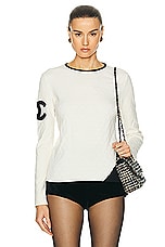 FWRD Renew Chanel Cashmere Knit Coco Mark Top in White, view 1, click to view large image.