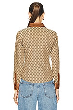 FWRD Renew Gucci Tom Ford GG Monogram Button Down Shirt in Beige, view 3, click to view large image.