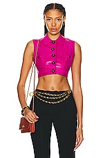 FWRD Renew Chanel 1995 Cropped Vest in Pink, view 1, click to view large image.