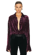 FWRD Renew Gucci Vintage Velour Blouse in Pink, view 1, click to view large image.