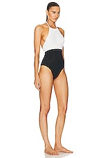 FWRD Renew Chanel Colorblock Logo One Piece Swimsuit in Multi, view 2, click to view large image.