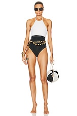 FWRD Renew Chanel Colorblock Logo One Piece Swimsuit in Multi, view 4, click to view large image.