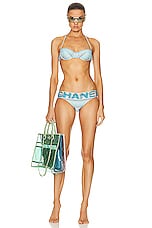 FWRD Renew Chanel Logo Bikini Set in Blue, view 1, click to view large image.