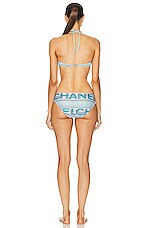 FWRD Renew Chanel Logo Bikini Set in Blue, view 3, click to view large image.
